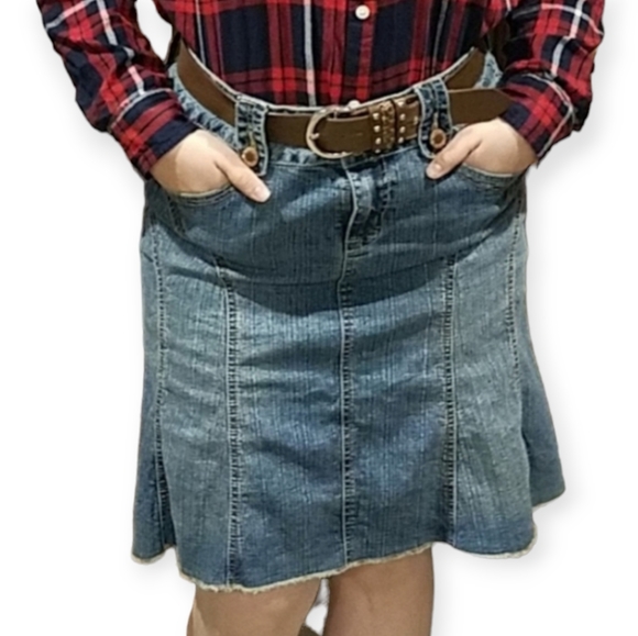 Rewind Juniors Size 13 Skirt Blue Denim Hi Lo 90s Y2K Vintage - Picture 1 of 9